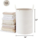 VIPOSCO 72L Tall Woven Rope Laundry Hamper, Leather Handles, White - Image 5