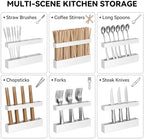 White Acrylic Straw Organizer, Cabinet Mounted Holder for Kitchen Storage - Image 7