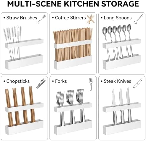 White Acrylic Straw Organizer, Cabinet Mounted Holder for Kitchen Storage - Image 7