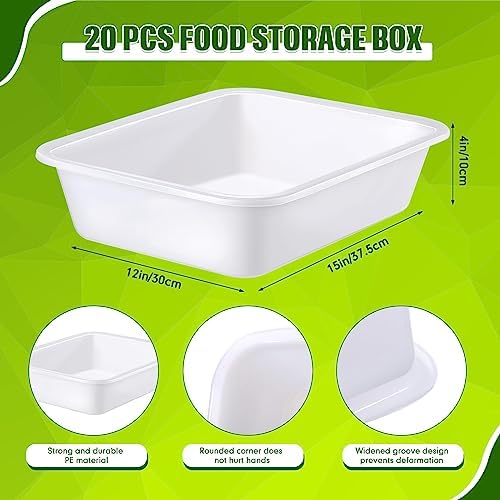 Wesiti 20 Pack 9L Commercial Bus Tubs Plastic Tub Utility Dish Bin Wash Basin Tote Box Meat Lugs Dish Pan Restaurant Supplies for Food Service Storage Butchering Fast Food Organization Kitchen, White - Image 2