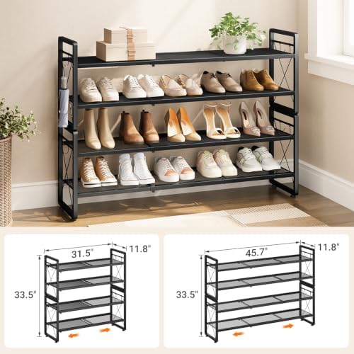 ELYKEN Shoe Rack, 4-Tier Expandable Shoe Organizer, Shoe Shelf for Closet - Image 3