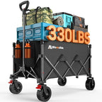 Blomoba Collapsible Wagon Cart with Wheels, 330lbs Heavy Duty Wagon, Black by Blomoba