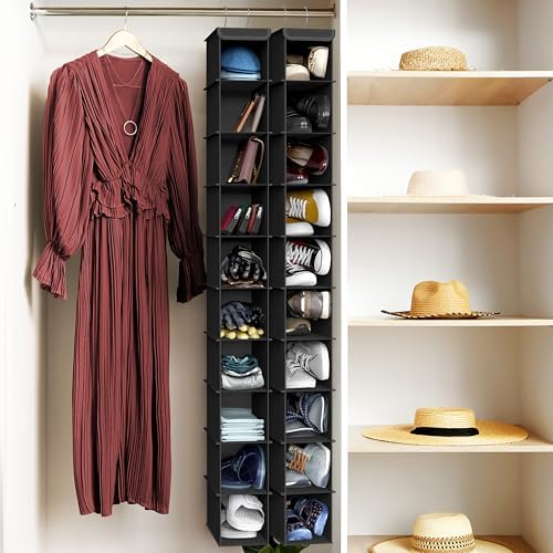 Simple Houseware 10 Shelves Closet Hanging Shoe Organizer, Black | Dual Metal Hooks, Holds Up to 20 lbs, for Narrow Space - Image 7