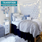 Dorm Bed Skirt, Twin XL, 42" Drop, Navy Blue - Image 5