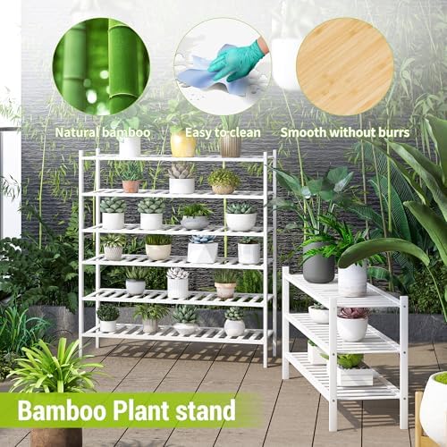 BMOSU 3-Tier Bamboo Extended Shoe Rack Premium Stackable Shoe Shelf Storage Organizer for Hallway Closet Living Room Entryway Organizer(White Bamboo) - Image 7