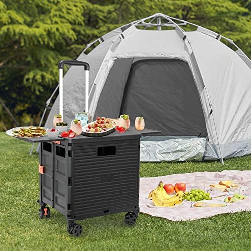 Foldable Utility Cart Folding Portable Rolling Crate with Magnetic Extended Lid,360°Rotate Wheels,176LBS Load Capacity,Heavy Duty Durable Dolly Cart for Teacher Tourist Shopping Office Outdoor - Image 2