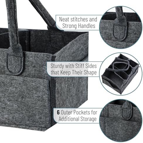 Mr. Pen- Baby Diaper Caddy Organizer, Charcoal Gray - Image 3