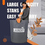 Caroeas Super Large 150L Laundry Basket Pro, Waterproof Laundry Hamper, Collapsible Laundry Basket Easy Storage, Clothes Hamper Stands Up Well, Laundry Bag with Padded Handles (Dark Grey) - Image 2