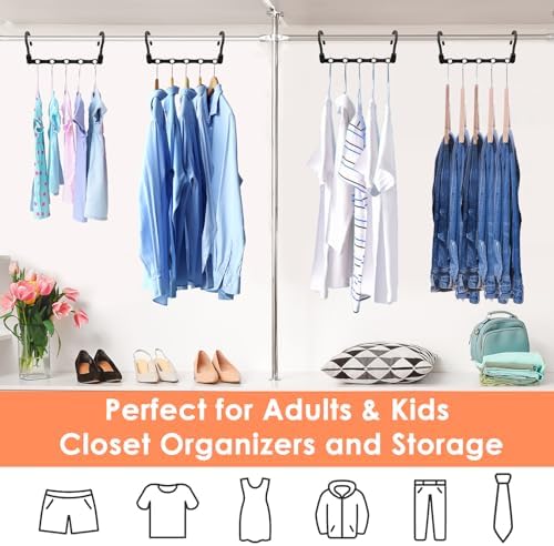 College Dorm Room Essentials, Closet Organizers and Storage, Magic Hangers Space Saving with 360° Swivl Hooks for 120 Clothes, Plastic Clothes Hanger, Organization Home Apartment Essentials, 24 Pack - Image 3
