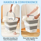 2 Pcs Collapsible Laundry Baskets for Clothes, 43L Plastic Laundry Hamper for Dorm Bedroom, Space Saving Pop-Up Laundry Hamper Container, Durable Foldable Laundry Basket with Handles (Grey-White) - Image 4
