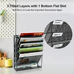 EasyPAG 5 Tier Wall File Holder, Mesh Hanging Folder Organizer with Classify Label, Versatile Desk File Holder, Vertical Wall Mounted Mail Organizer for Office Home Cubicle, Black - Image 4