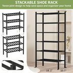 ROMGUAR CRAFT 6-Tier Bamboo Small Shoe Rack, Free Standing Wood Shoe Shelf Storage Organizer for Closet Entryway Stackable (Black) - Image 3