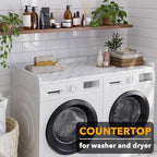 SpaceAid Washer Dryer Countertop, Laundry Wood Shelf Topper with Edge, 54" Width x 27.5" Depth Cover Guard Organizer for Washer and Dryer Laundry Hamper Counter Storage Organization (White Marble) - Image 3