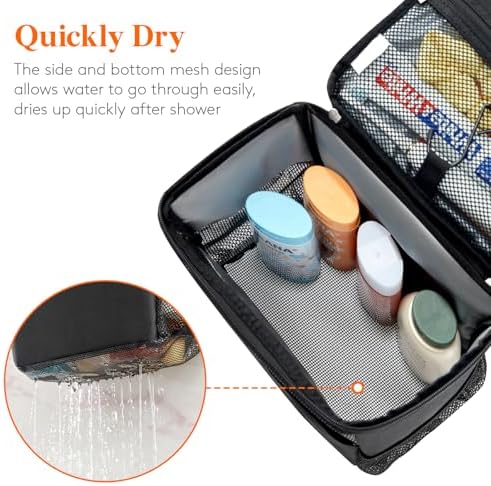 Lifewit Shower Bag Mesh Shower Caddy Portable College Dorm Room Essentials Tote Bag for Bathroom, Gym, Travel, Camping Quick Dry Hanging Shower Organizer Basket Toiletry Bag, Medium, Black - Image 5