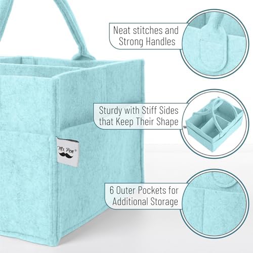 Mr. Pen- Baby Diaper Caddy Organizer, Light Blue - Image 3