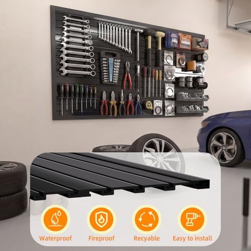 Duzzy Slatwall Panel, 4' H x 8' W PVC Slat Wall Paneling for Garage Storage - Image 5