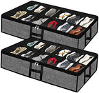 Under Bed Storage Organizer for Closet 2pc-24 Pairs Shoe Boxes by Meerainy