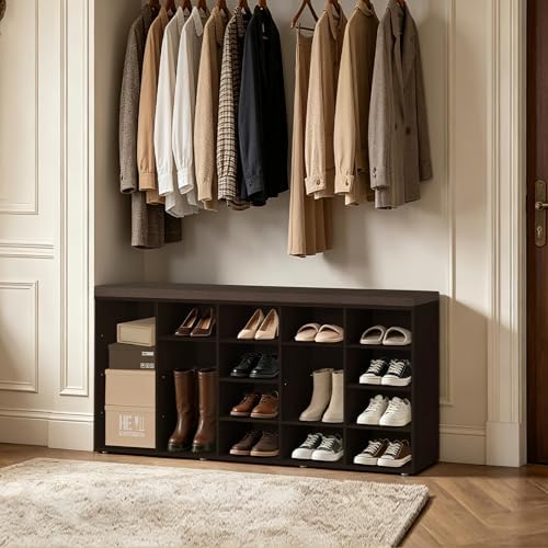 DINZI LVJ Shoe Storage Bench, 20-Cubby Shoe Rack Bench with Cushion - Image 2