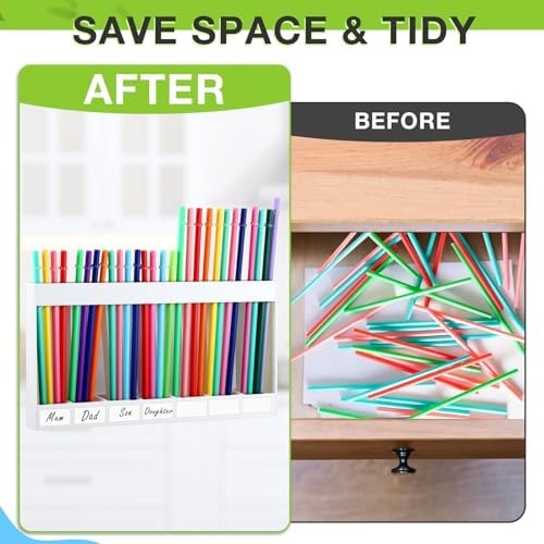 Qinyoung Acrylic Straw Holder for Cabinet Door,Classic,Extra Large,White - Image 4