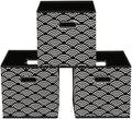 Fabric storage bins Cubes, Fabric Cube Organizer with Handle, Foldable Cube Bins for Cloth or Accessary Storage, 11x11x11, Set of 3, (Black clouds) by Yunkeeper