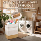 Laundry Hamper, 85L Cotton Rope Laundry Basket, Jute & White - Image 6