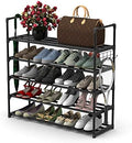 Hsscblet Shoe Rack for Closet, 5-Tier Metal Shelf Storage with Hooks, Black by Hsscblet