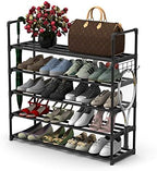 Hsscblet Shoe Rack for Closet, 5-Tier Metal Shelf Storage with Hooks, Black by Hsscblet