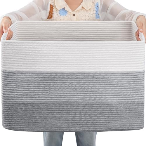 OIAHOMY Blanket Basket Laundry Basket Dog Toy Basket 108L Gradient Grey by MasterofSpaceOptimization