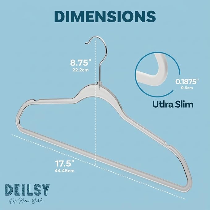 DEILSY™ Clear Thin Hangers with Silver Hook Non-Velvet Hangers 50 Pack | Space saving hangers, sturdy slim hangers, thin hangers for shirts, jackets, coats and everyday clothing - Image 7