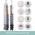 DHSFKBE Legging Organizer Storage, T-Shirt Hanging Closet Hanging Clothes Organizer with 26 Roll Compartments for Yoga Pants, Tank Top, Towel, Underwear, Shirt (Grey) - Image 4