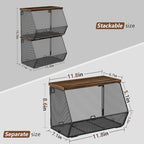 Stackable Fruit Basket for Kitchen Countertop Space Saving, Wall Mounted Mesh Metal Wire Baskets with Wood Lid Extra Storage, 2 Pack Kitchen Counter Organizer for Snack, Onion and Potato Storage - Image 6