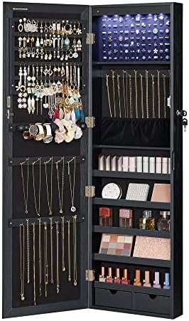 SONGMICS 6 LEDs Mirror Jewelry Cabinet, 47.2-Inch Tall, Lockable by Unknown
