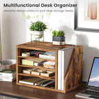 Wooden Mail Organizer, Desk Organizer with 3 Adjustable Shelves - Image 2