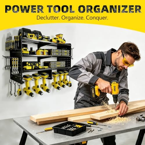 Power Tool Organizer Wall Mount, 4 Tier Heavy Duty Tool Storage Rack - Image 2