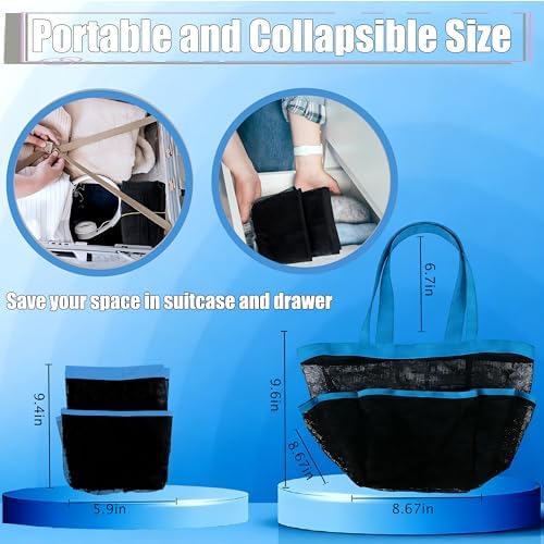 Mesh Shower Caddy Portable - 9 Pockets, Shower Bag for Dorm Room Camping - Image 4
