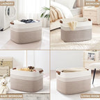 100L Large Woven Laundry Basket Hamper with Leather Handles,Brown​ - Image 4