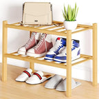 Smiry Bamboo Shoe Rack, 8 Vertical Slats, 2 Tier - 17.3" Wide, Natural by Smiry
