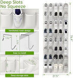 Over the Door Shoe Organizer with 40 Large Breathable Mesh Pockets, Space Saving Shoe Holder, Hanging Shoe Rack for Entryway Bedroom Closet Storage (White, 80 Pockets) - Image 2