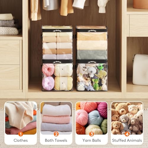 Lifewit 4 Pack Clear Clothes Storage Bags, Sweater Storage with Zipper, 18L - Image 5