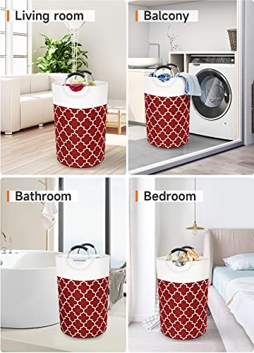 Fabspace Large Laundry Basket Laundry Hamper Bag Washing Bin Clothes Bag Collapsible Tall with Handles Waterproof Travel Bathroom College Essentials Storage for College Dorm, Family (Red) 75L - Image 7