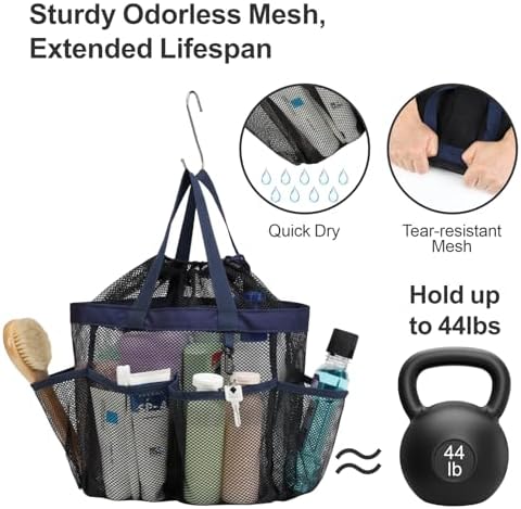 Mesh Shower Caddy Portable with Drawstring - 2-Handle Shower Bag for Dorm - Image 4