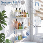 Skyapex Shower Caddy Hanging Bathroom Organizer: Over Head Adjustable Rack for Tall Showerhead - Extra Large Storage Shelf for Big Shampoo Bottles with Soap Holder (White) - Image 5