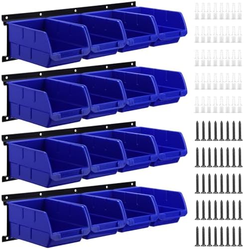 Maitys Wall Mounted Storage Bins Parts Plastic Hanging Stackable, Blue by Maitys