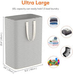 Lifewit 1 Pack Laundry Basket 65L Each, Collapsible Clothes Hamper with Reinforced Handles, Freestanding Waterproof Design for Bedroom and Laundry Room, Grey 65L Total - Image 3