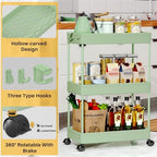 SPACEKEEPER 3 Tier Rolling Cart, Bathroom Cart Organizer with Wheels, Green - Image 7