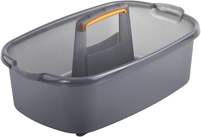 Casabella Plastic Bucket, Gray and Orange, 1.85 Gallon | Storage Caddy | With Handle | Pack of 6 by Casabella