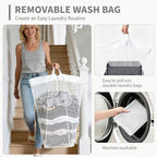 CHICVITA 100L Large Rolling Laundry Basket with Wheels & Wash Bag, Grey - Image 5
