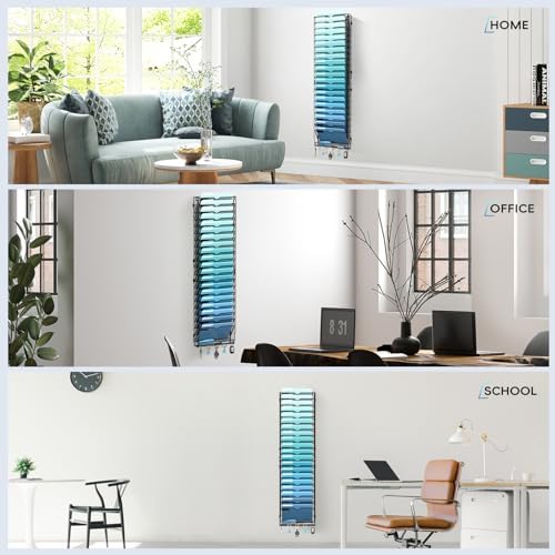 21-Tier Wall File Organizer and Mail Organizer with 5 Hooks, Black - Image 6