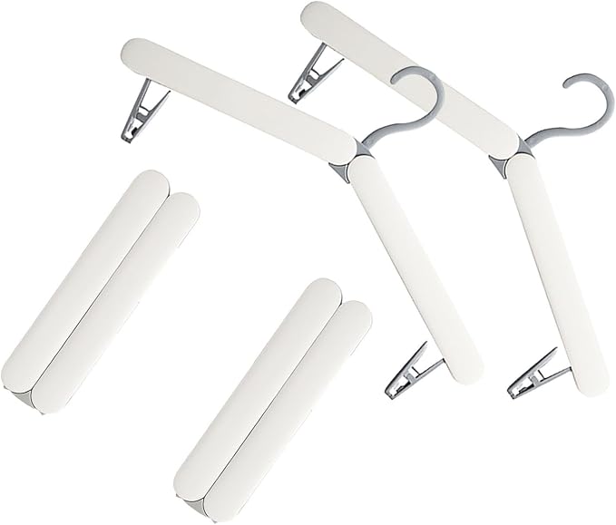 4 Pack Foldable Travel Hangers with Hidden Clips(White) by Unknown