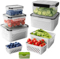 5 PCS Large Fruit storage Containers for Fridge with Colanders and Choppers by Freshmage